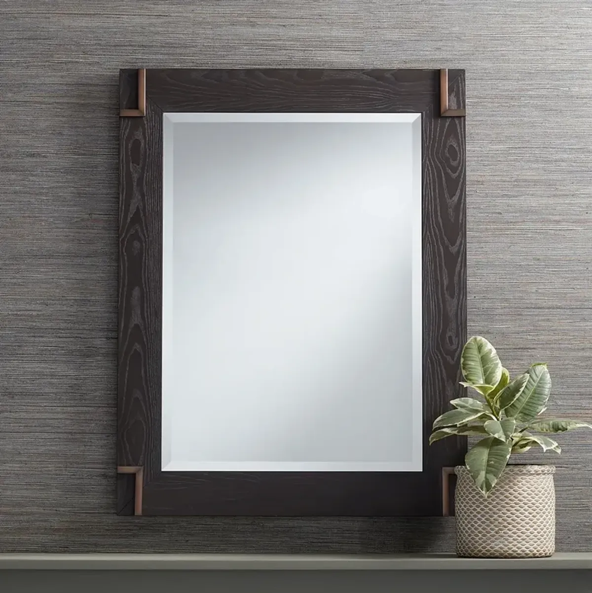 Bronson Matte Dark Bronze 28" x 36" Rectangular Wall Mirror