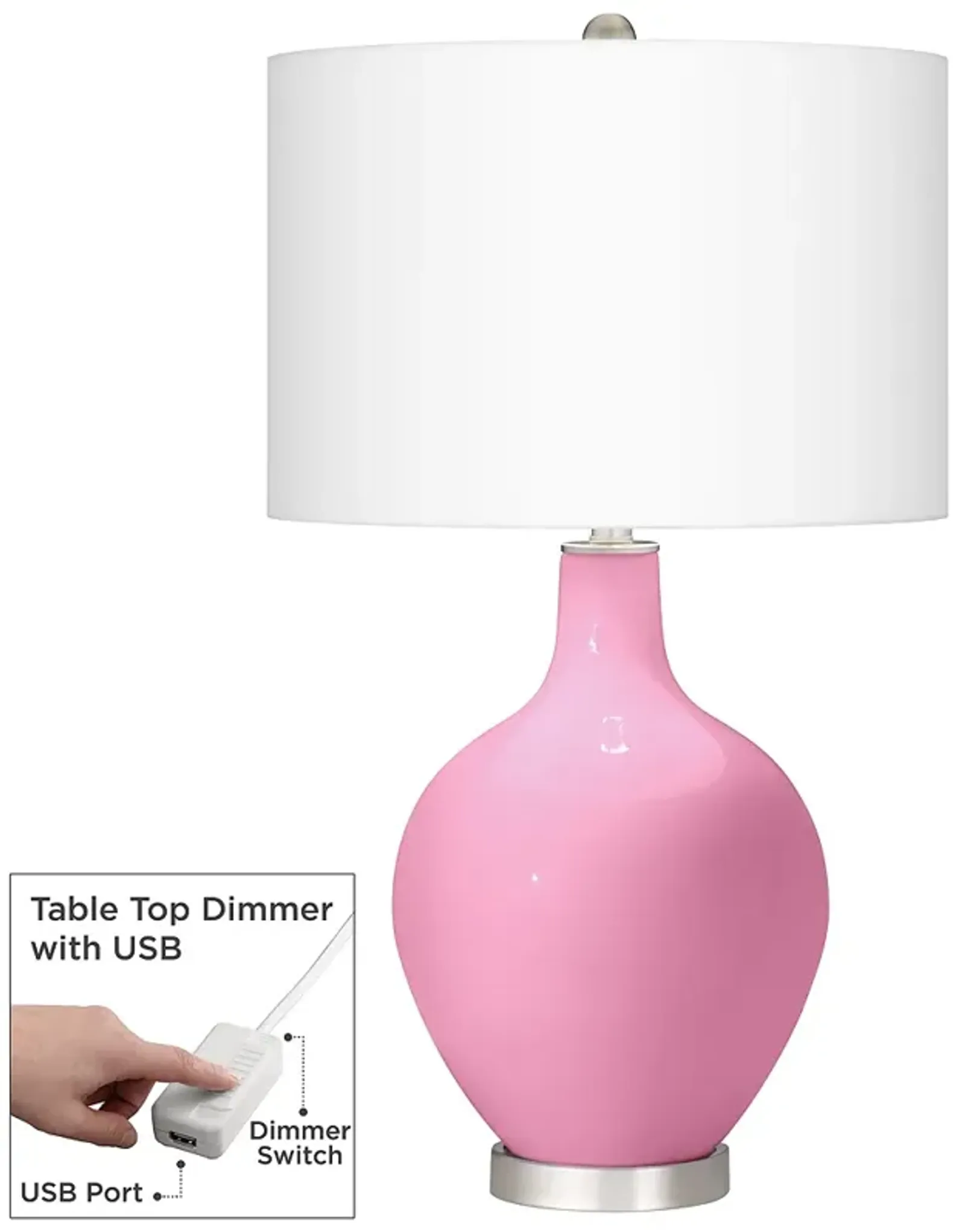 Candy Pink Ovo Table Lamp With Dimmer