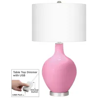 Candy Pink Ovo Table Lamp With Dimmer