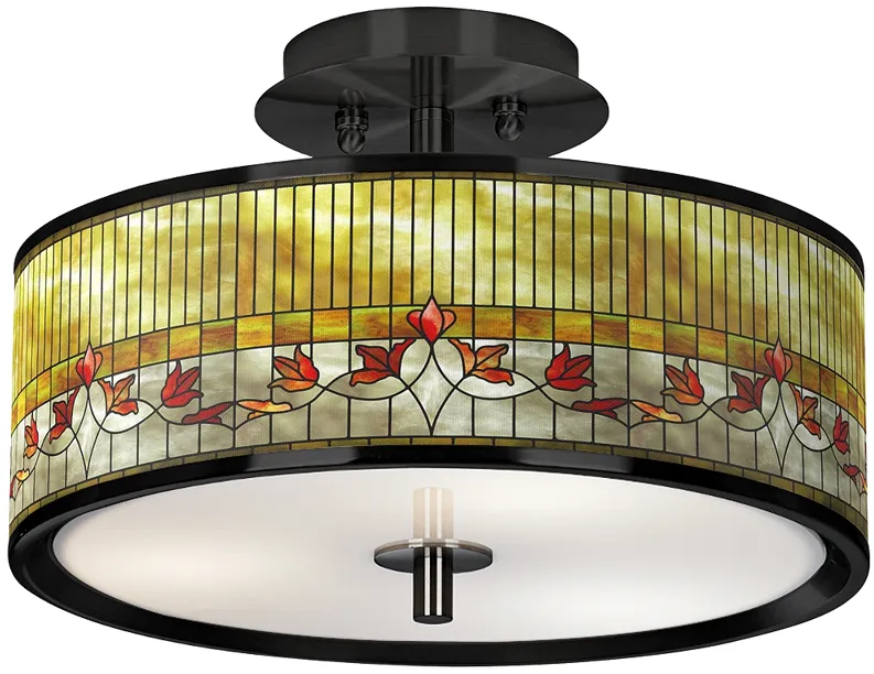 Tiffany Lily Black 14" Wide Ceiling Light