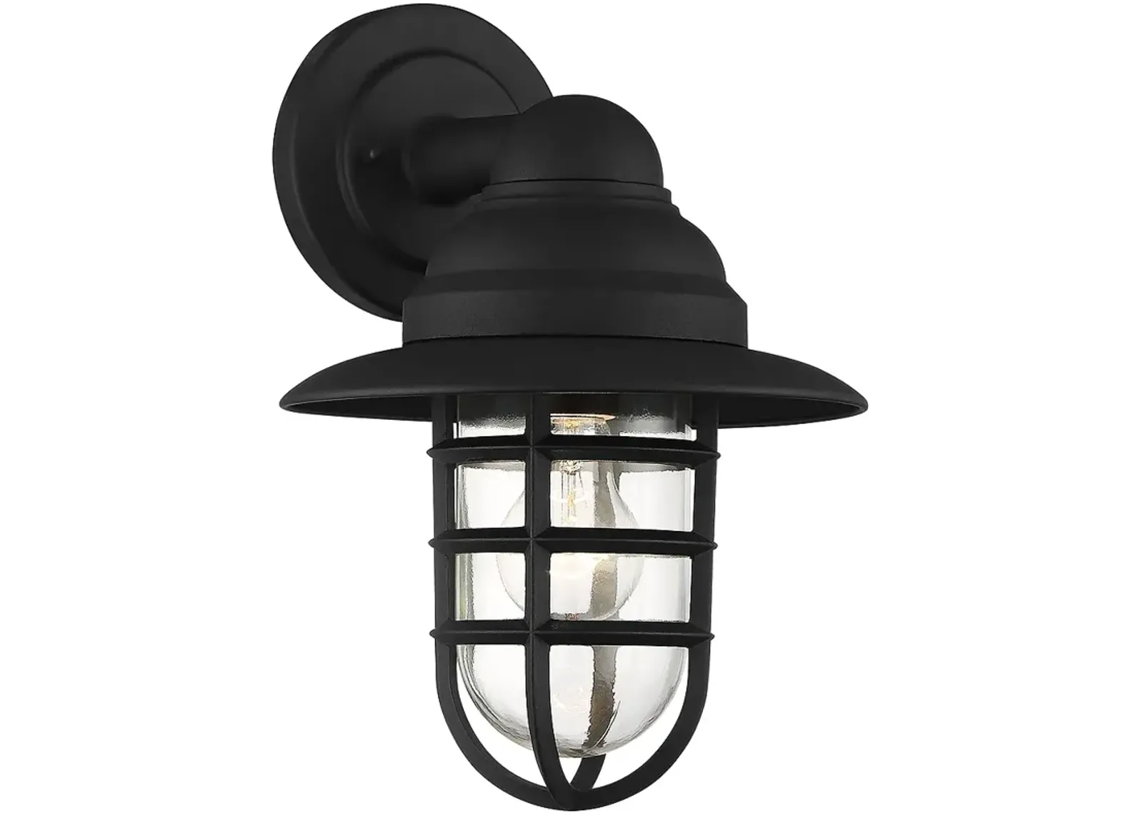 Marlowe 13" High Black Hooded Cage Wall Sconce