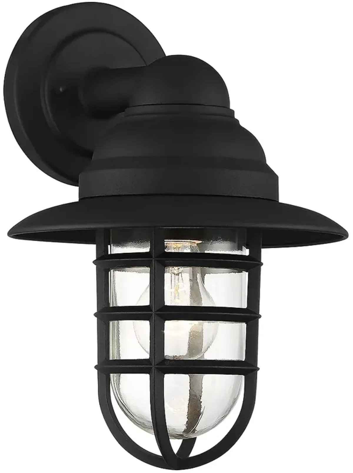 Marlowe 13" High Black Hooded Cage Wall Sconce