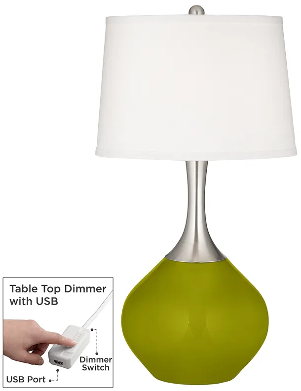 Olive Green Spencer Table Lamp with Dimmer