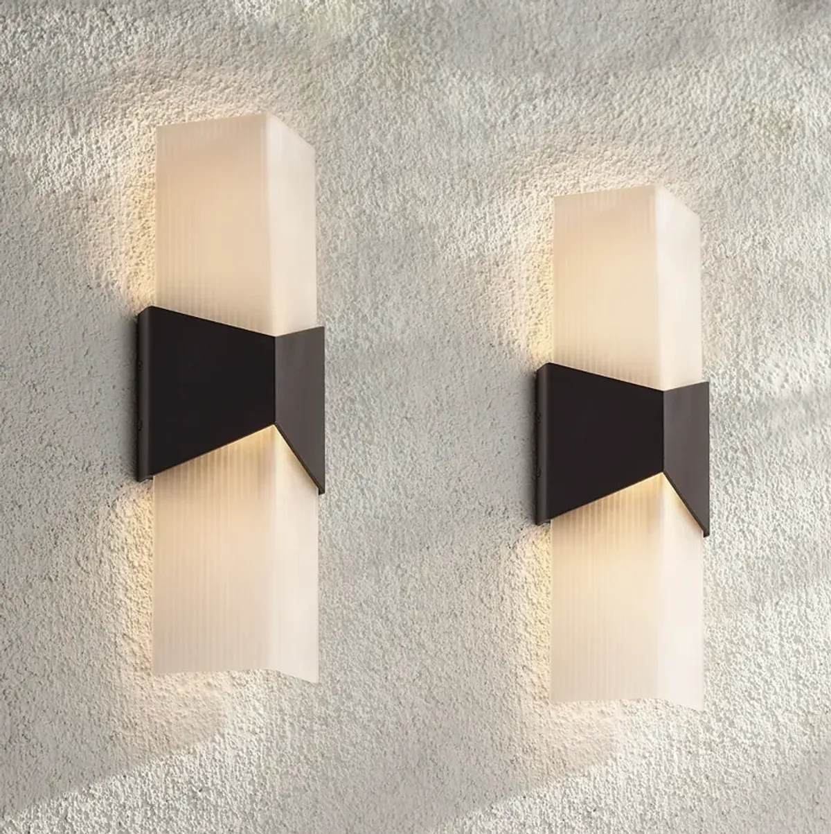 Possini Euro Tux 18"H Black and White LED Outdoor Wall Light Set of 2