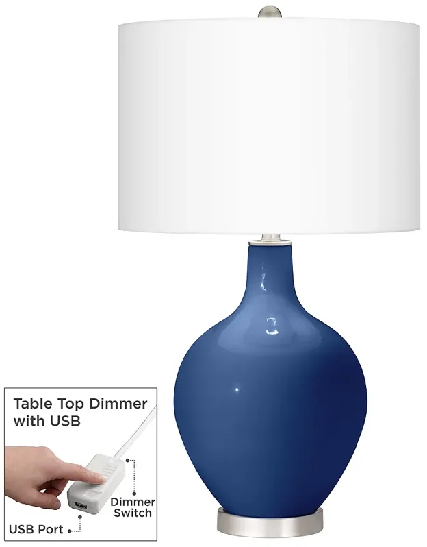 Monaco Blue Ovo Table Lamp With Dimmer