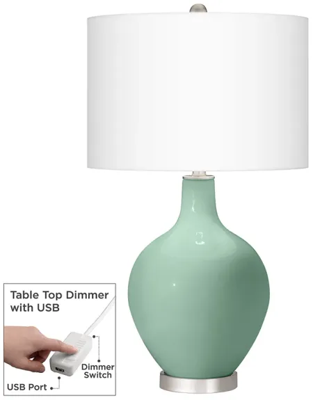 Grayed Jade Ovo Table Lamp With Dimmer