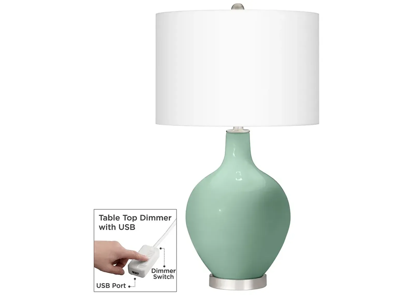 Grayed Jade Ovo Table Lamp With Dimmer