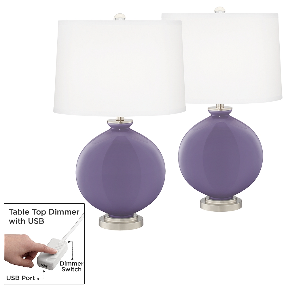 Purple Haze Carrie Table Lamp Set of 2 with Dimmers