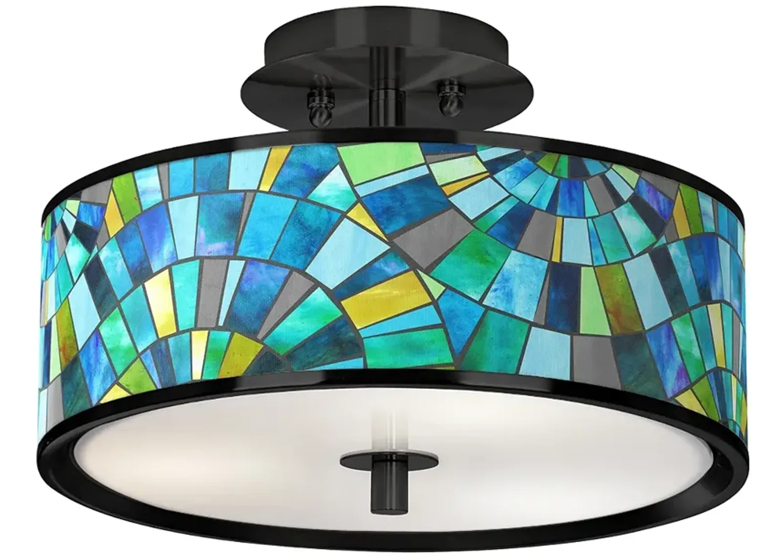 Lagos Mosaic Black 14" Wide Ceiling Light