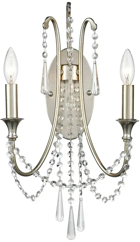 Crystorama Arcadia 21"H Silver 2-Light Crystal Wall Sconce