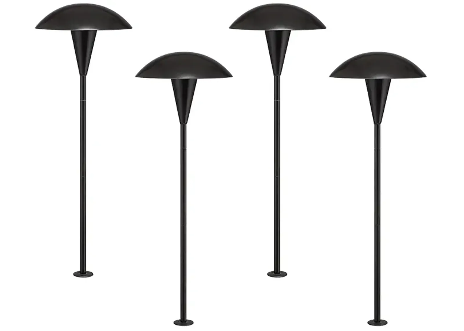 Large Mushroom 18" High Black LED Path Lights Set of 4