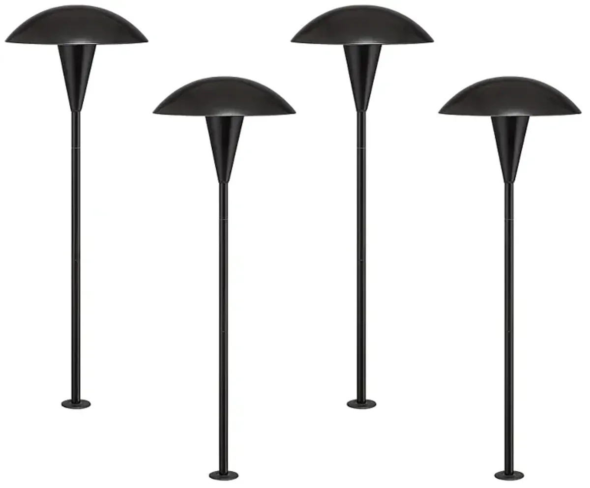 Large Mushroom 18" High Black LED Path Lights Set of 4