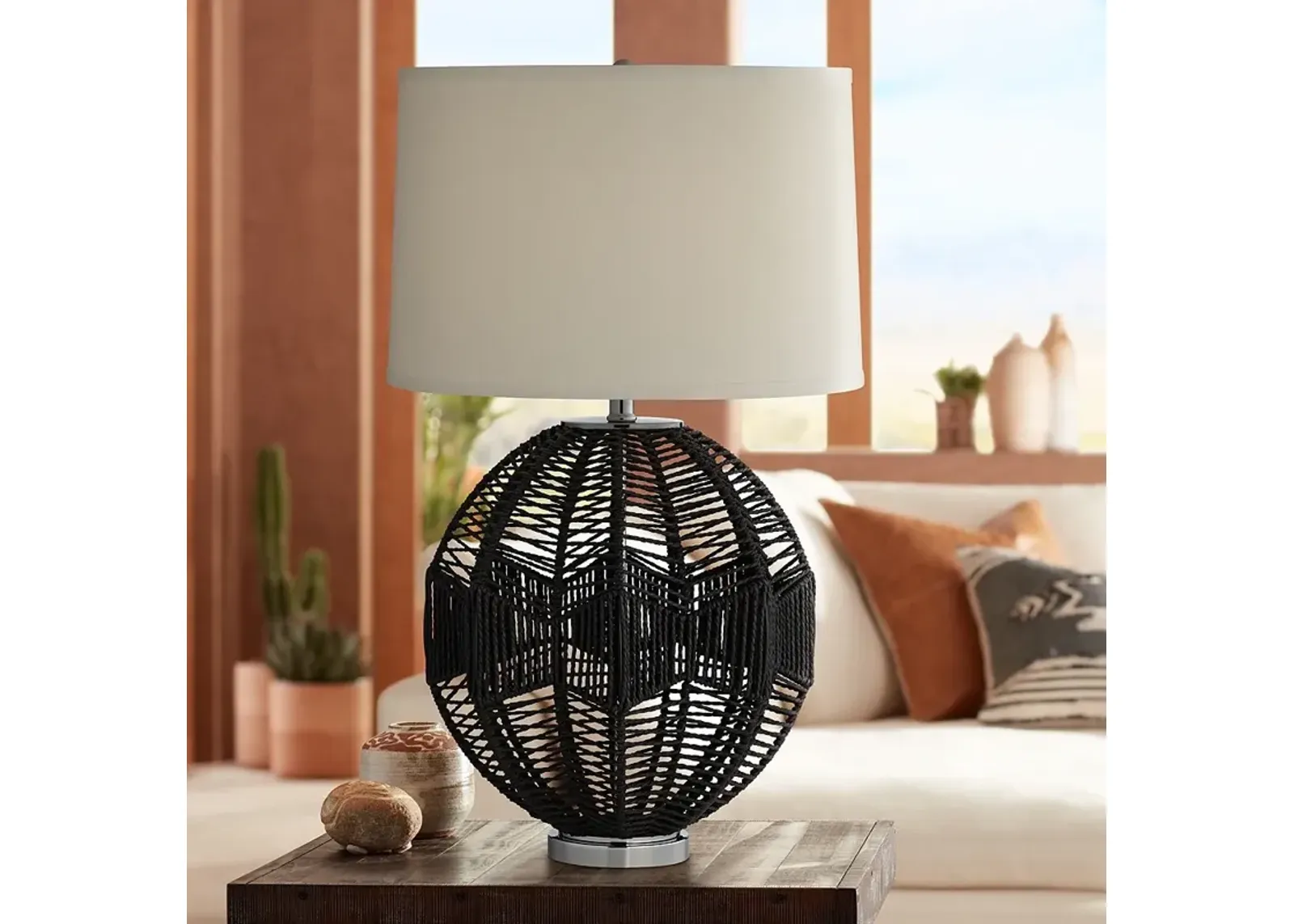 Pacific Coast North Shore 28 3/4" Black String Basket Table Lamp