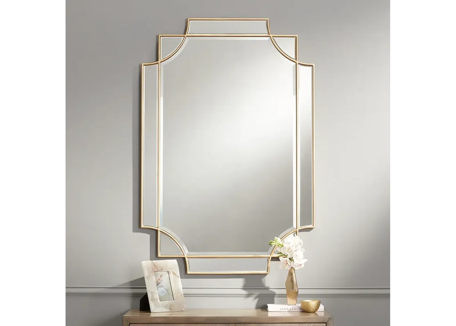 Possini Euro Marten 30 3/4" x 45 1/4" Gold Wall Mirror