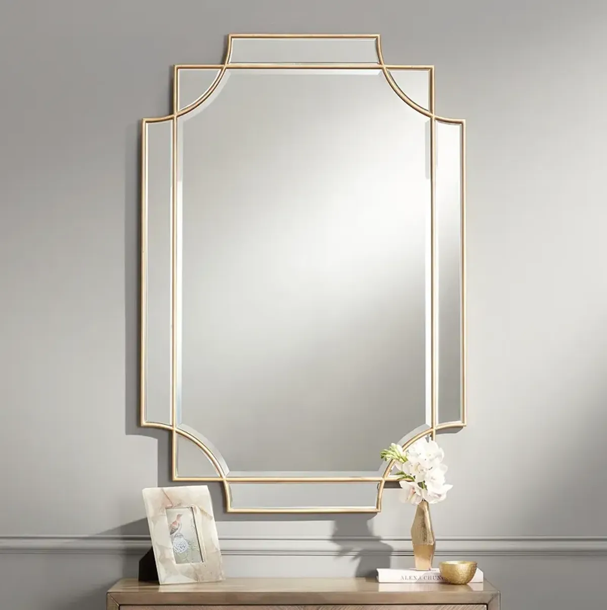 Possini Euro Marten 30 3/4" x 45 1/4" Gold Wall Mirror