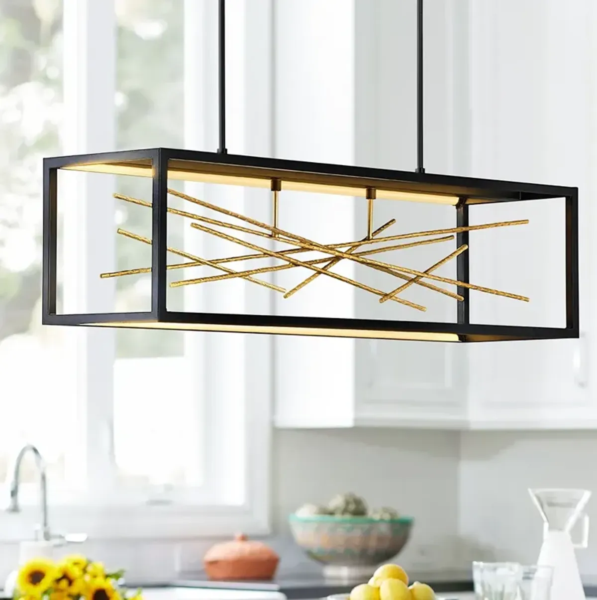 Fredrick Ramond Styx 45" Wide Black LED Linear Chandelier