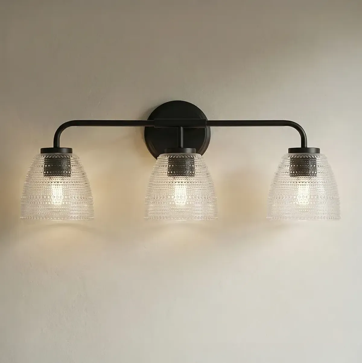 Possini Euro Sabrina 21 3/4" Wide Black and Glass 3-Light Bath Light