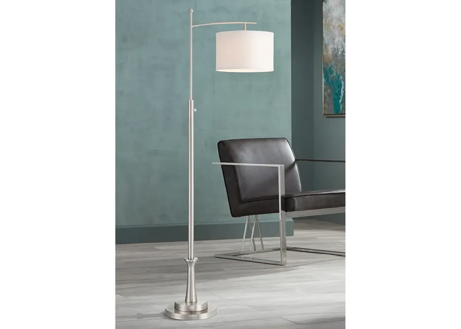 Possini Euro Burbank 64" Brushed Nickel Downbridge Floor Lamp