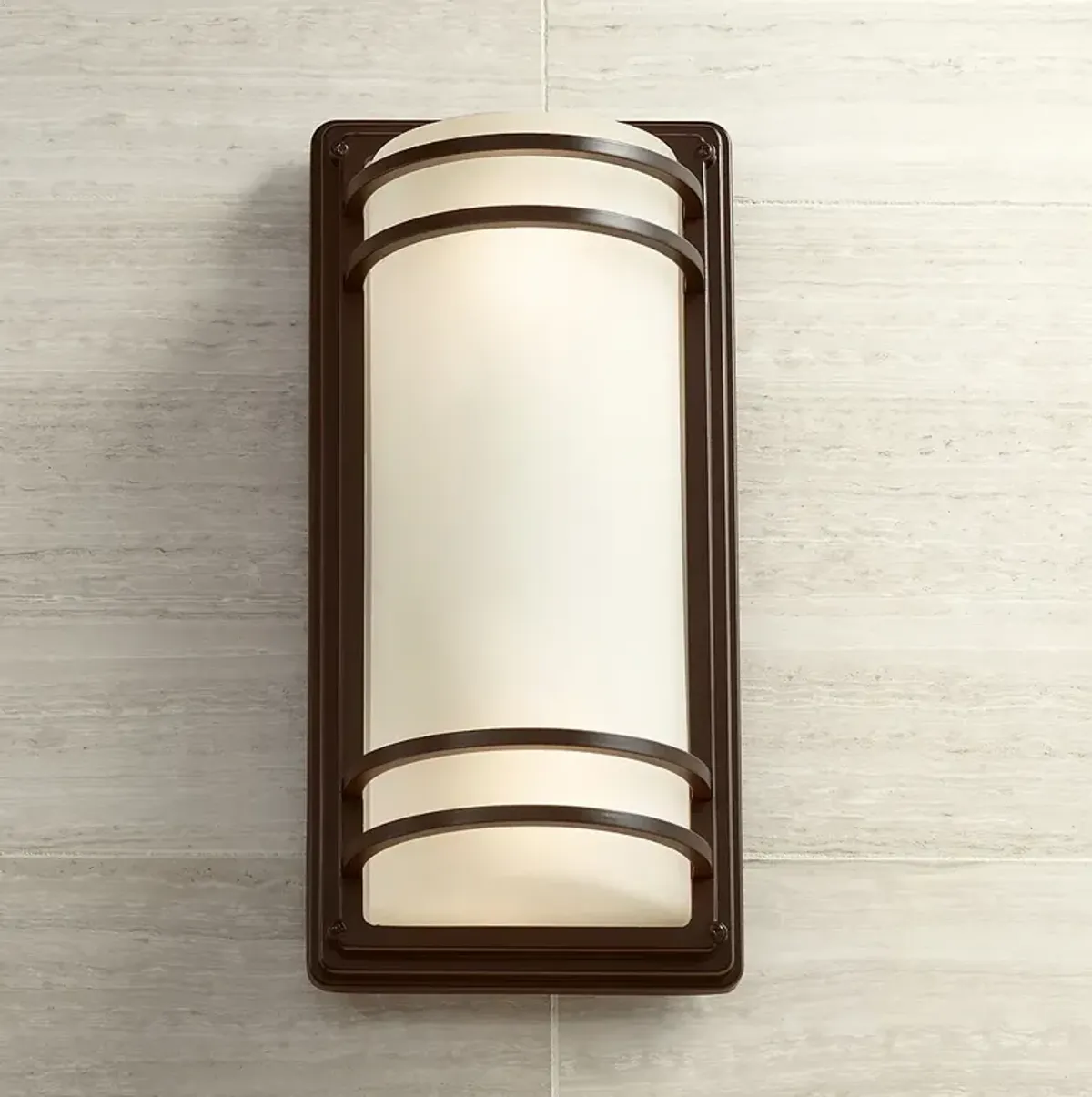 Habitat 16" High Bronze and Opal Glass Modern Wall Sconce