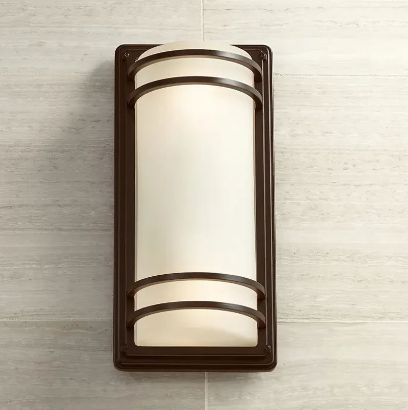 Habitat 16" High Bronze and Opal Glass Modern Wall Sconce