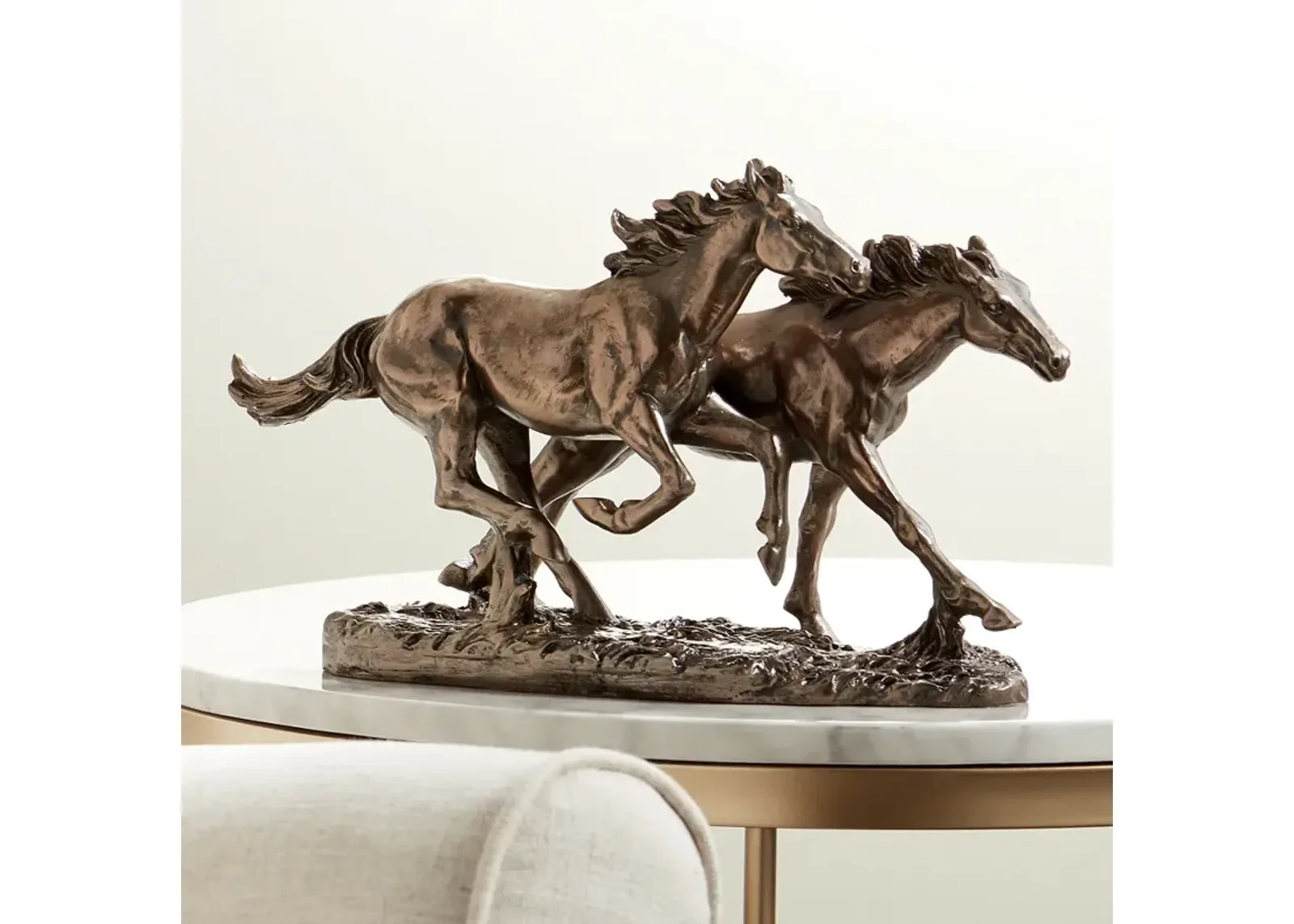 Kensington Hill Horses Running Wild 8 1/2" High Golden Bronze Statue