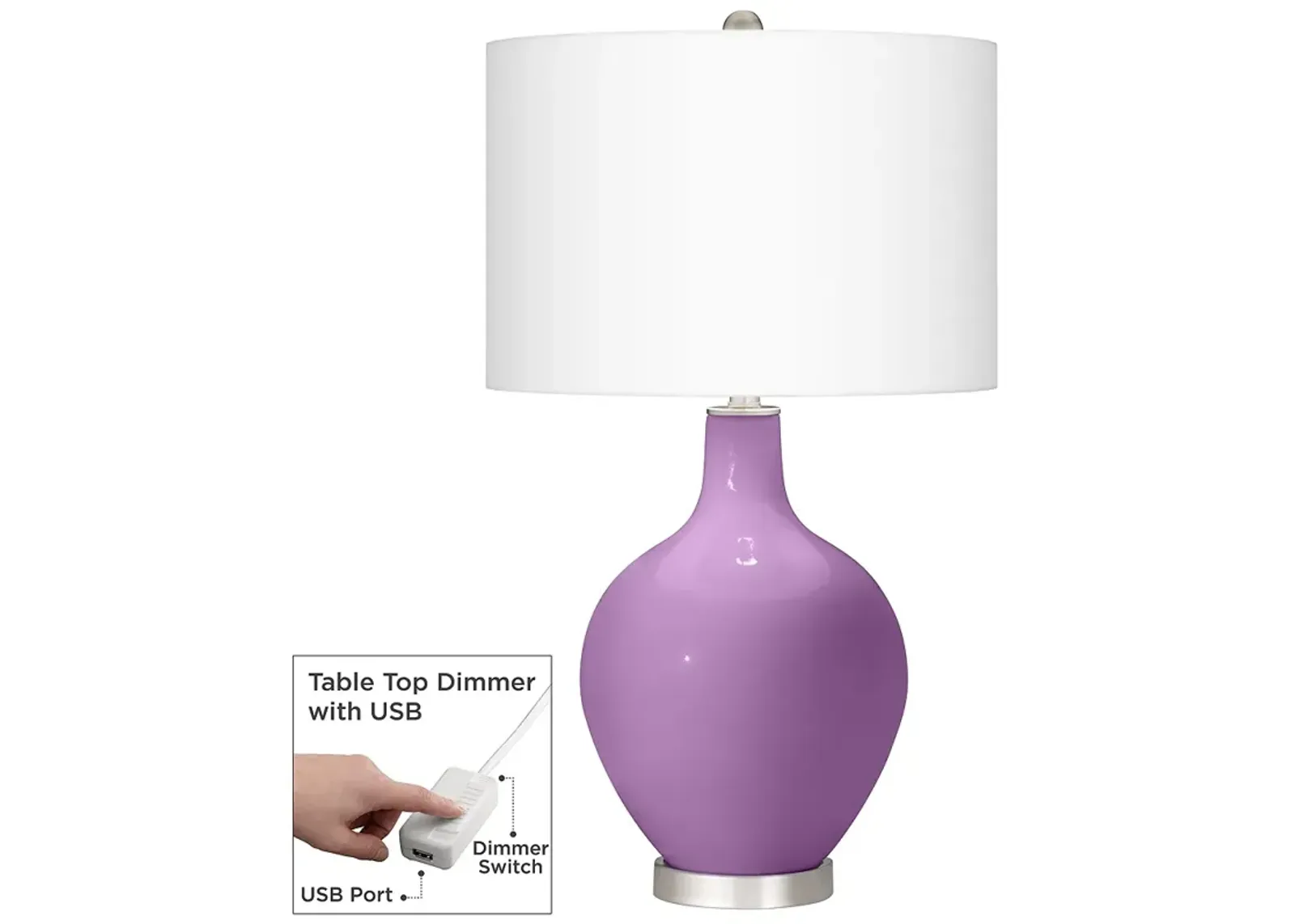 African Violet Ovo Table Lamp With Dimmer