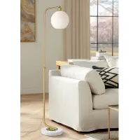 Possini Euro Casaba Adjustable Height Marble Base Chairside Arc Floor Lamp