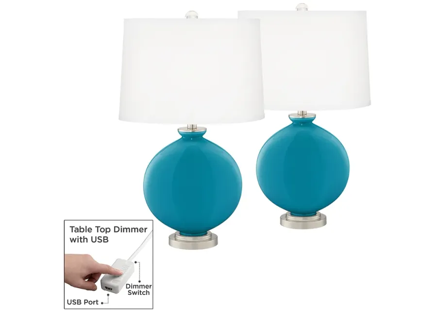 Caribbean Sea Carrie Table Lamp Set of 2 with Dimmers