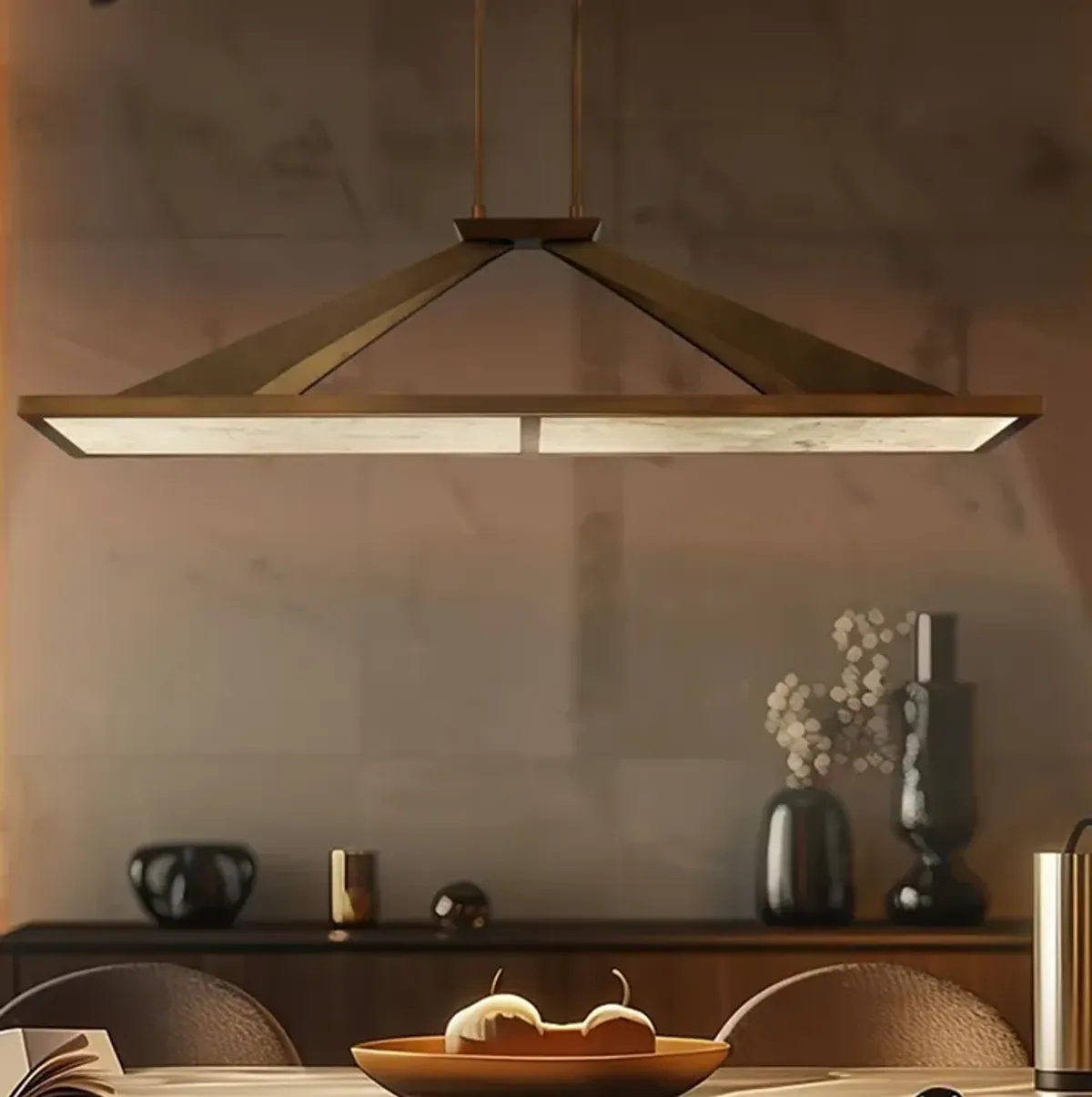 Minka Lavery Stiles 1-Light LED 48-in Gold Chandelier with Alabaster Shades