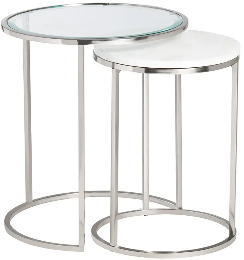 Crestview Collection Cellini Nested Marble and Glass End Tables