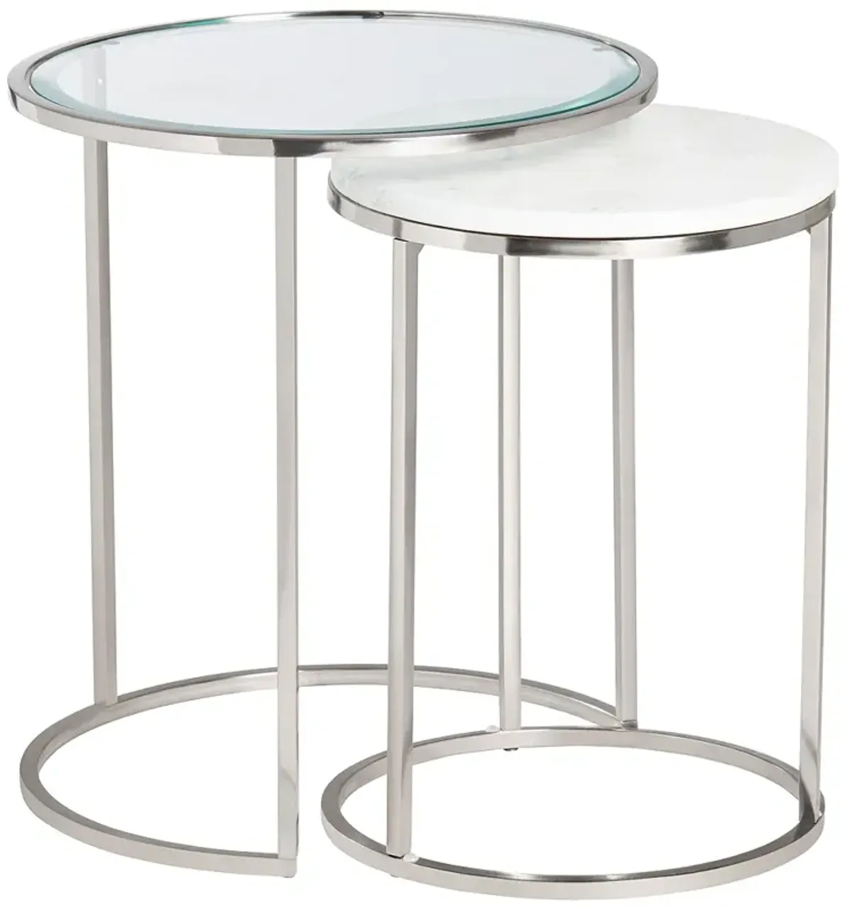 Crestview Collection Cellini Nested Marble and Glass End Tables