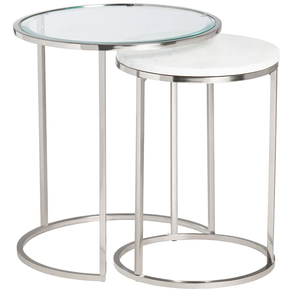 Crestview Collection Cellini Nested Marble and Glass End Tables