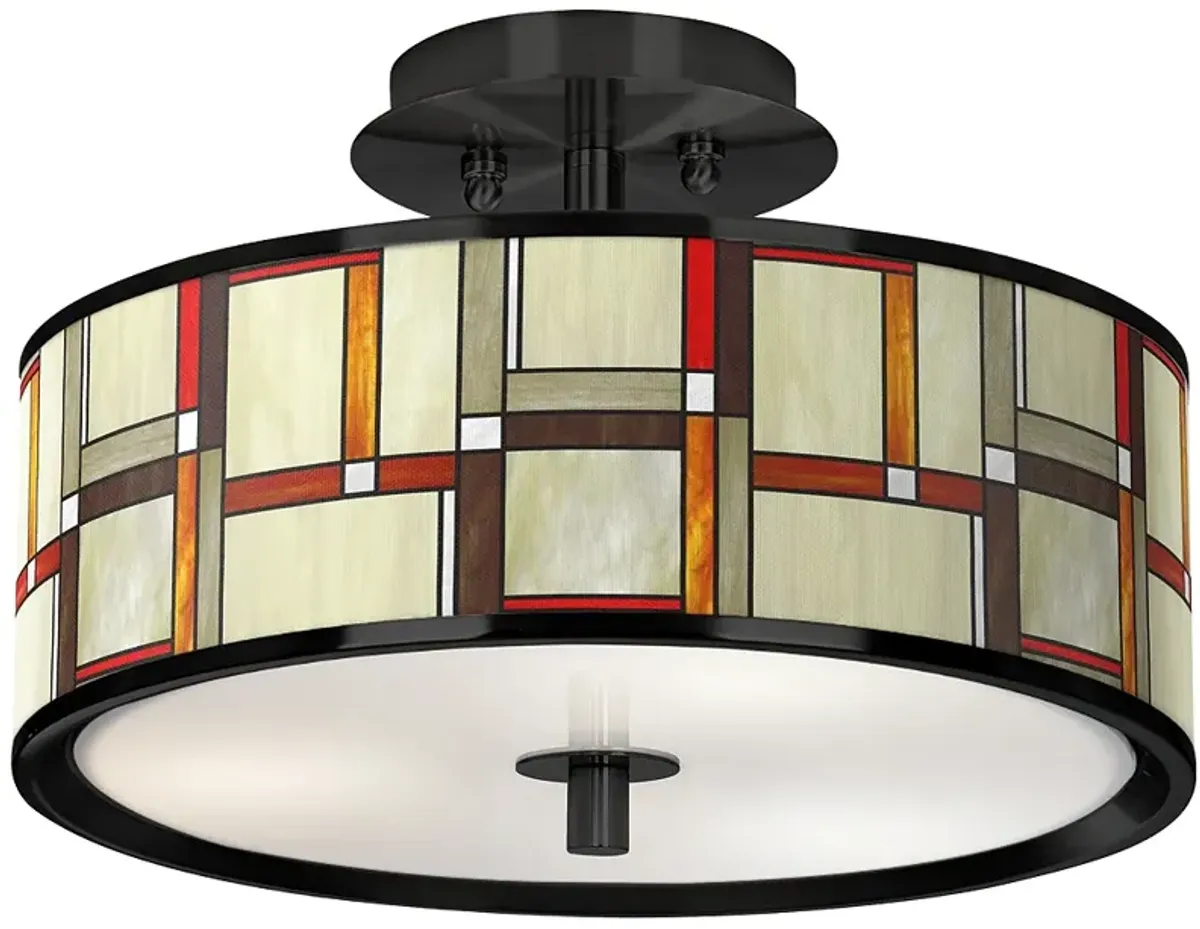 Modern Squares Black 14" Wide Ceiling Light