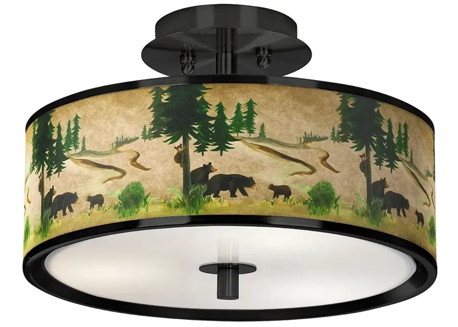 Bear Lodge Black 14" Wide Ceiling Light