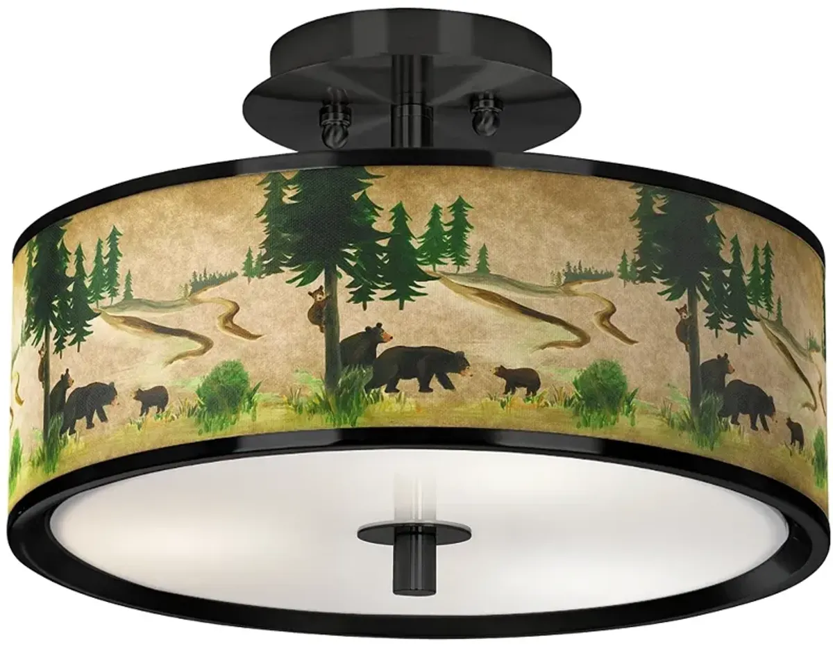 Bear Lodge Black 14" Wide Ceiling Light