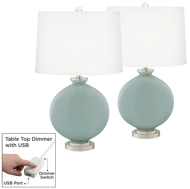 Aqua-Sphere Carrie Table Lamp Set of 2 with Dimmers