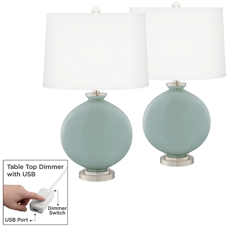 Aqua-Sphere Carrie Table Lamp Set of 2 with Dimmers