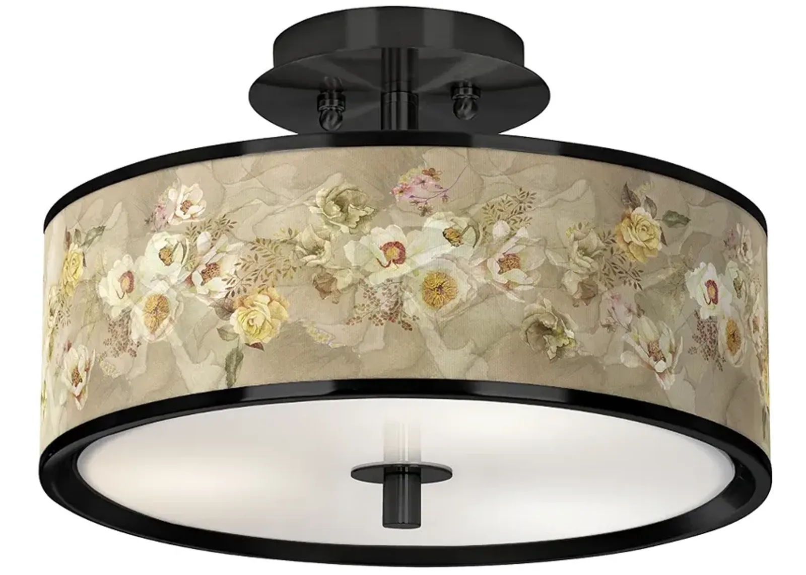 Floral Spray Black 14" Wide Ceiling Light