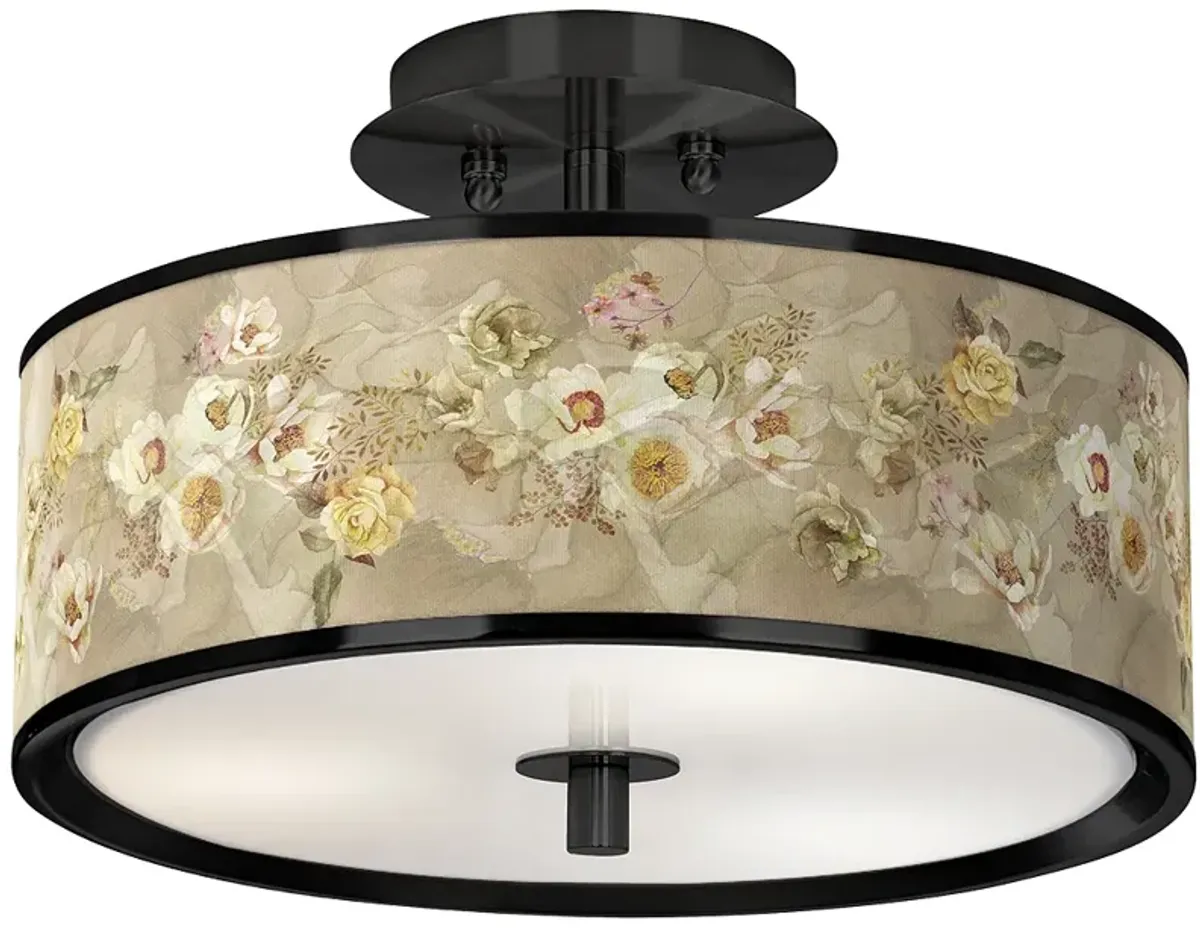 Floral Spray Black 14" Wide Ceiling Light