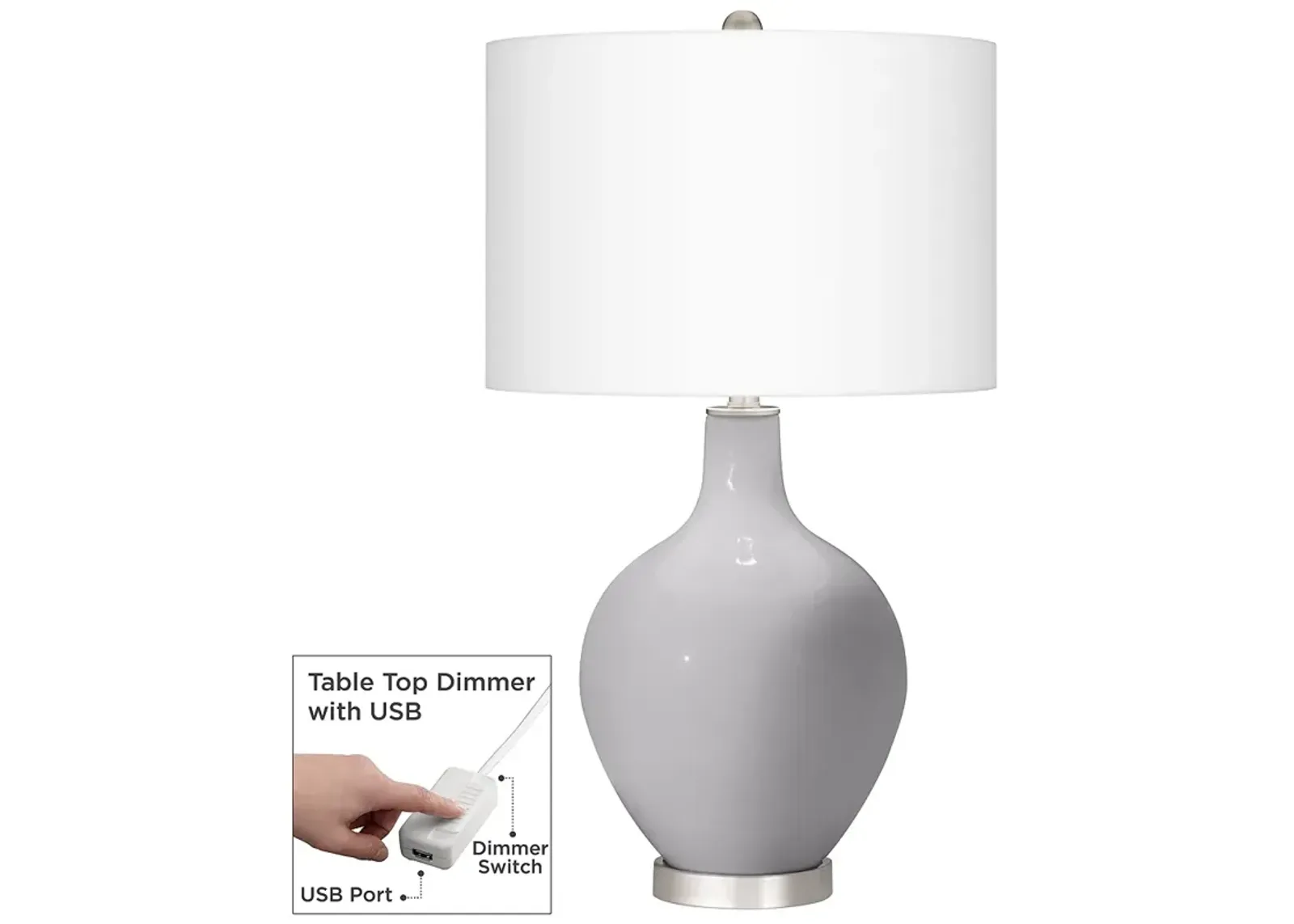 Swanky Gray Ovo Table Lamp With Dimmer