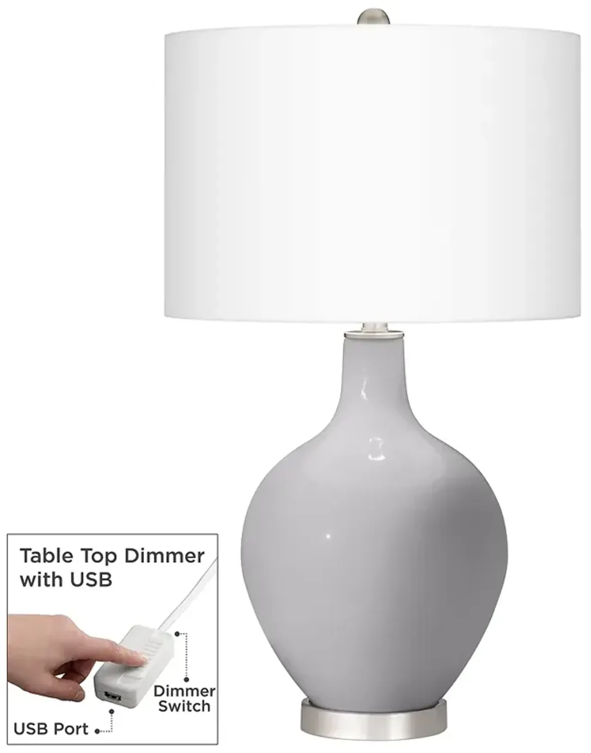 Swanky Gray Ovo Table Lamp With Dimmer