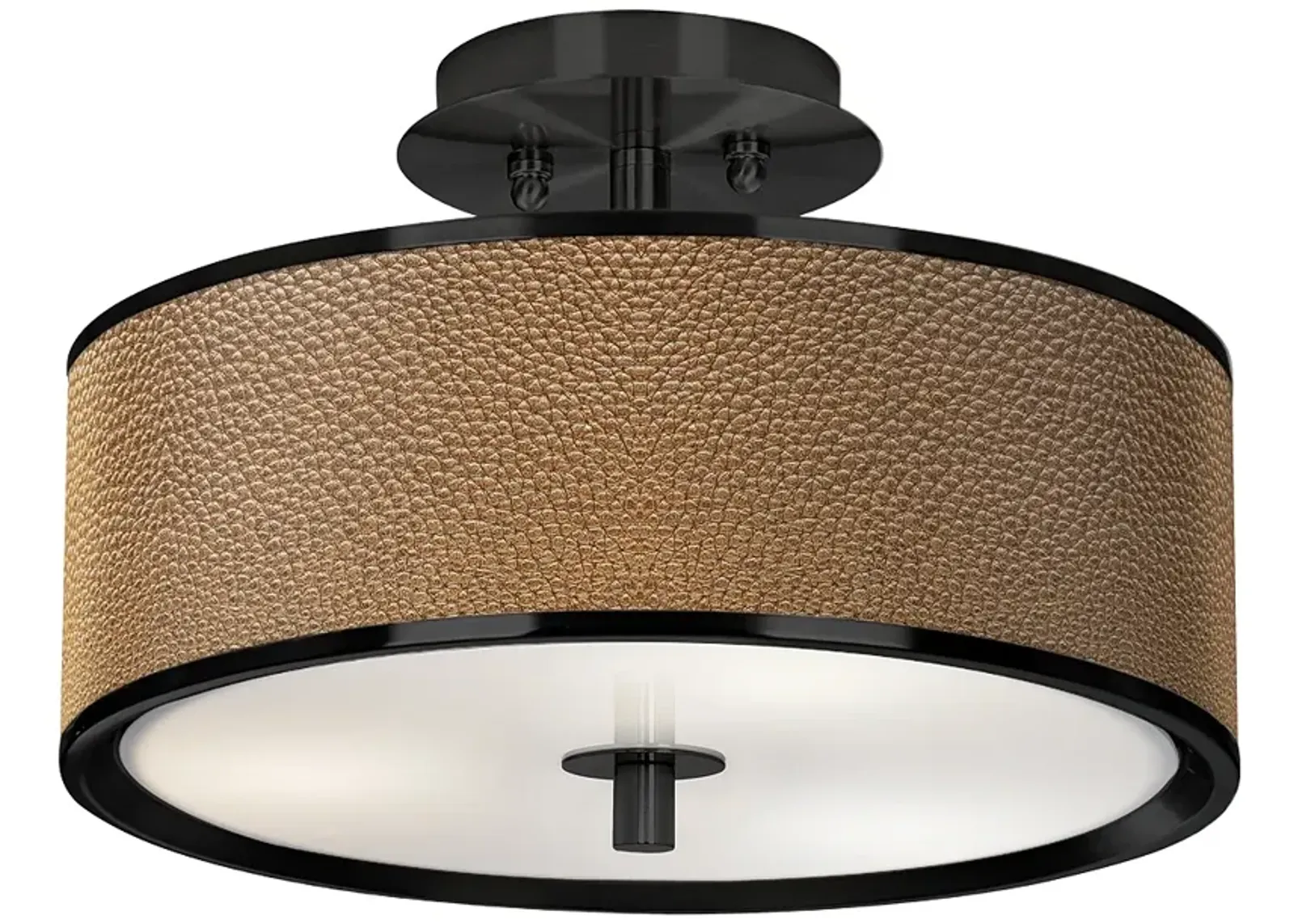 Simulated Leatherette Black 14" Wide Ceiling Light