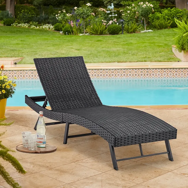 Ayanna Black Metal Adjustable Outdoor Lounge Chair