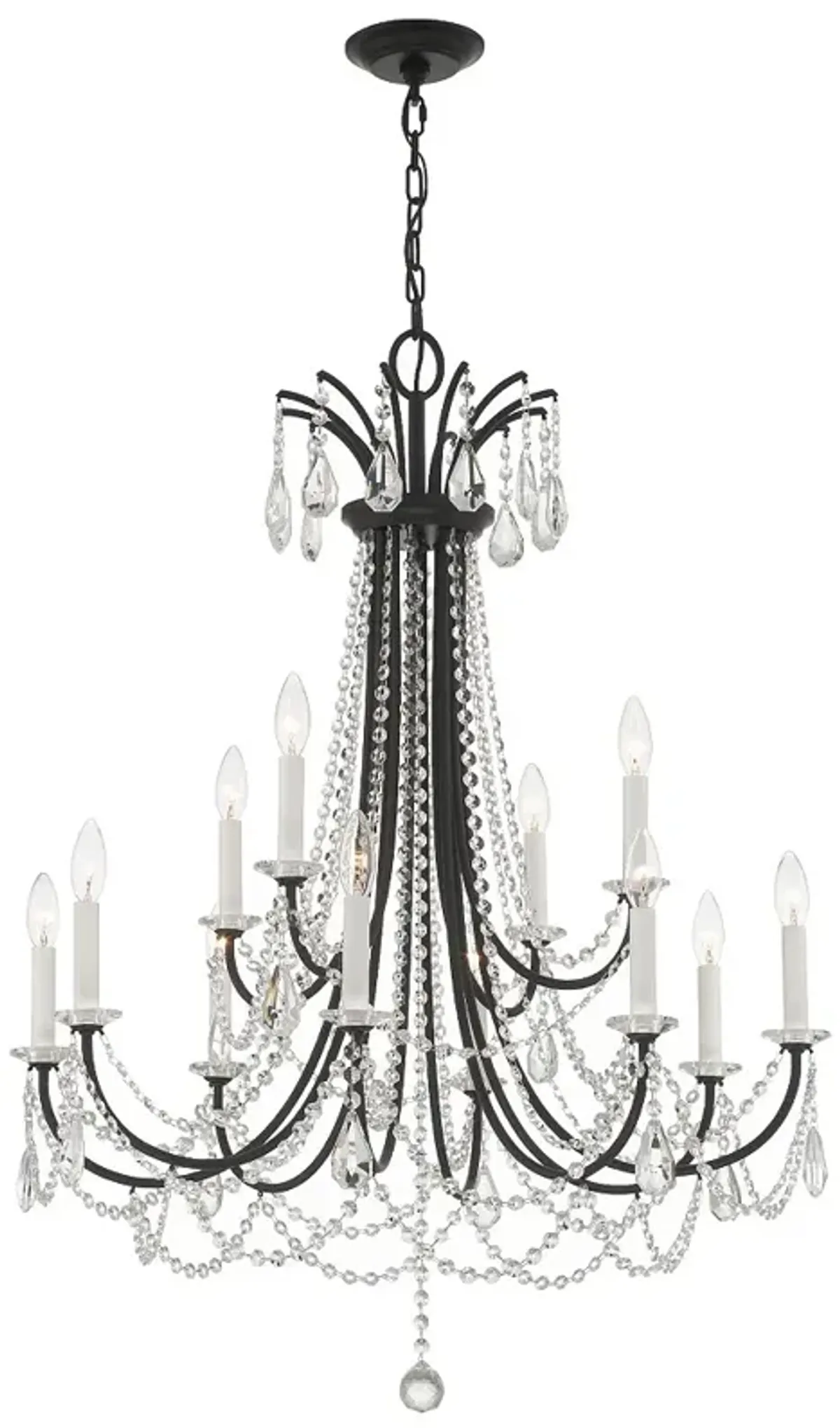 Karrington 30" Wide Matte Black 12-Light Chandelier