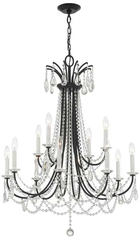 Karrington 30" Wide Matte Black 12-Light Chandelier