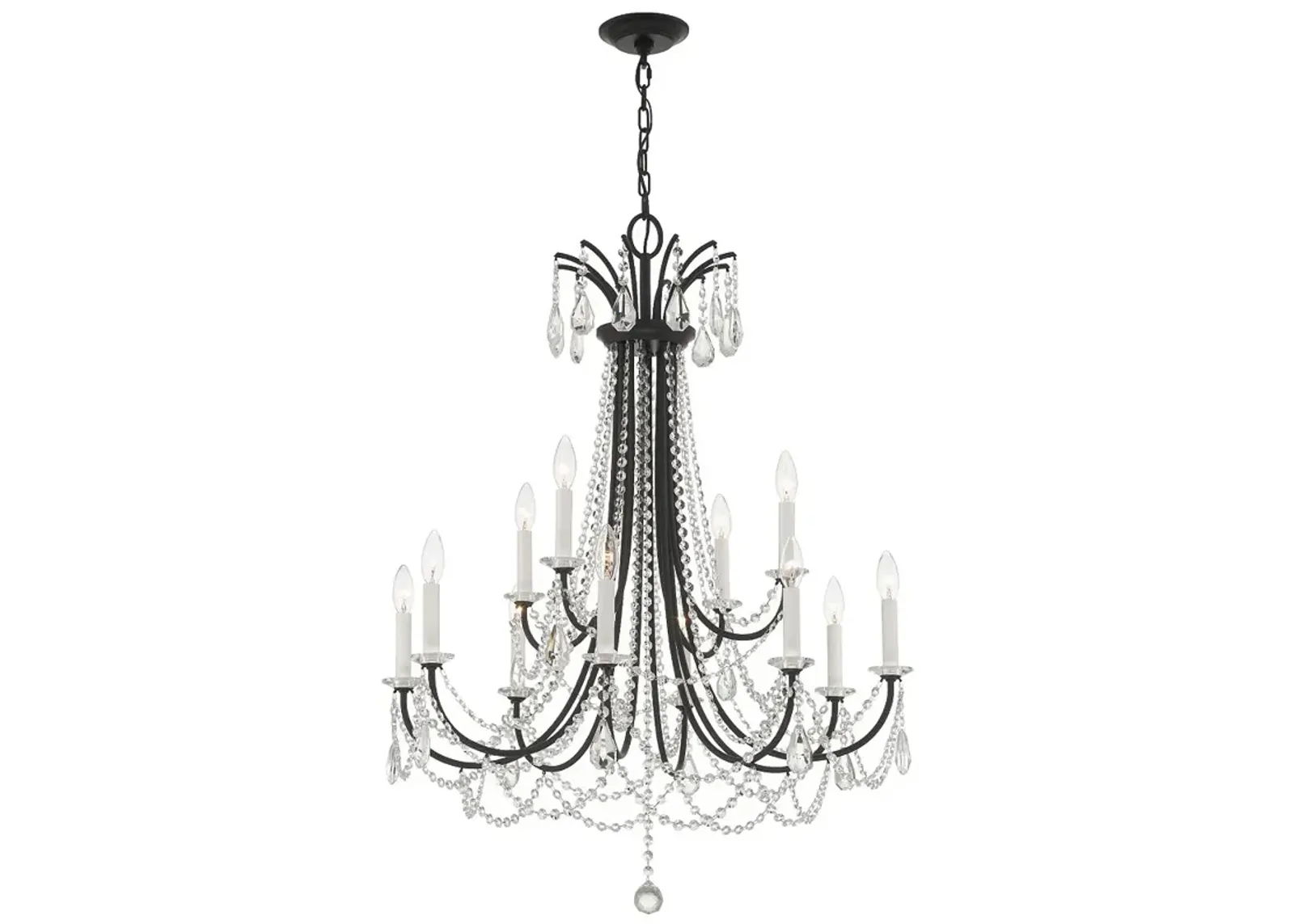 Karrington 30" Wide Matte Black 12-Light Chandelier