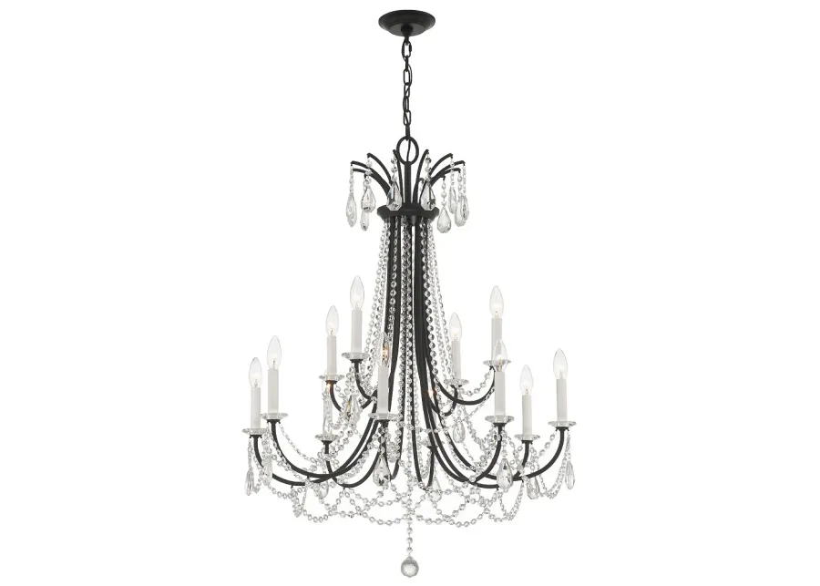 Karrington 30" Wide Matte Black 12-Light Chandelier