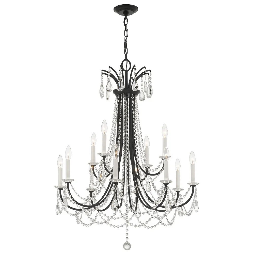 Karrington 30" Wide Matte Black 12-Light Chandelier