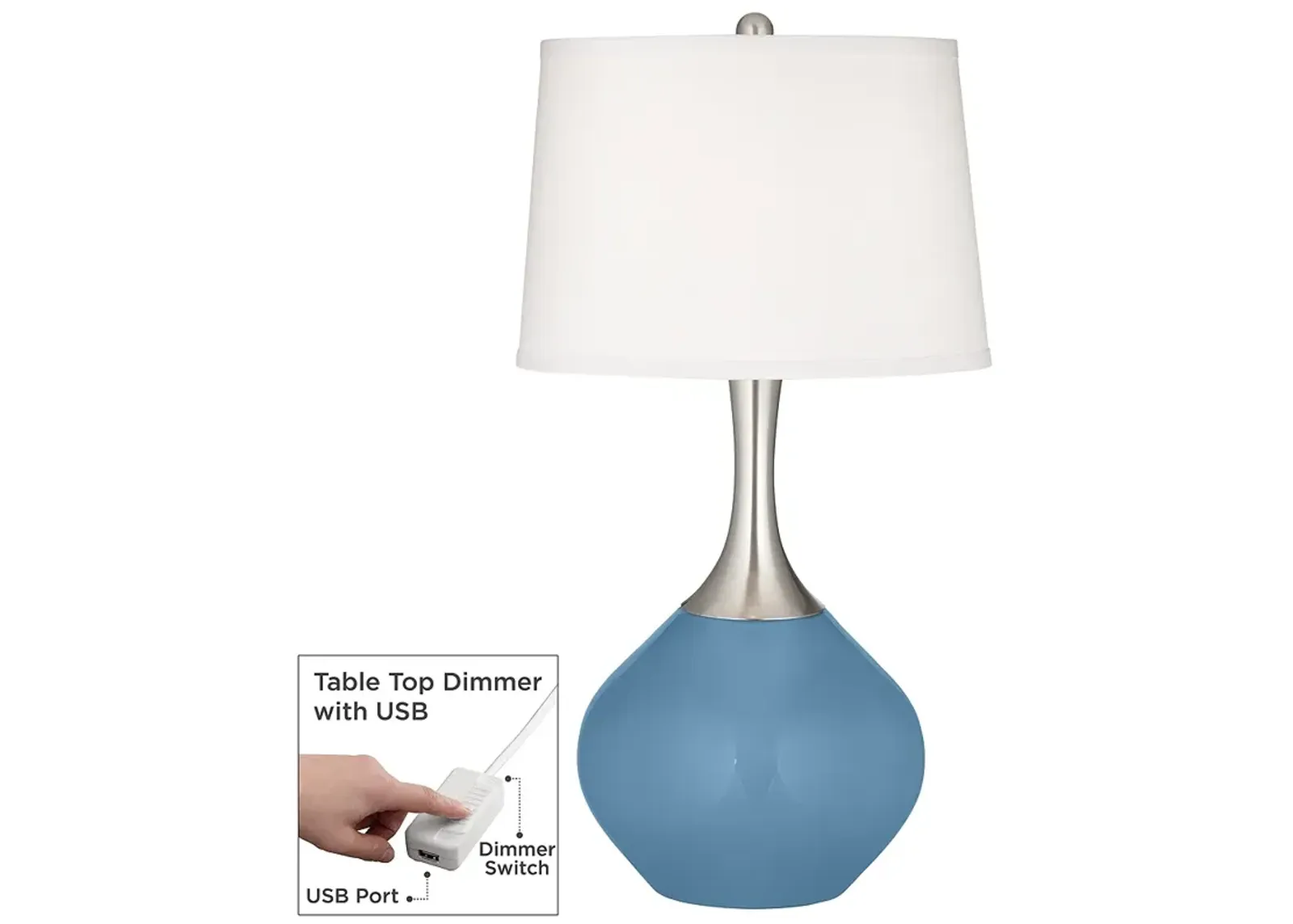 Secure Blue Spencer Table Lamp with Dimmer