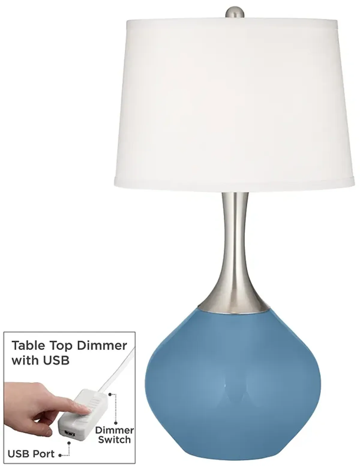 Secure Blue Spencer Table Lamp with Dimmer